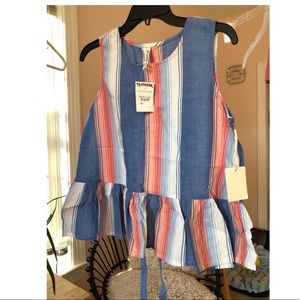 Striped Peplum Top W/ Back Cutout (juniors)